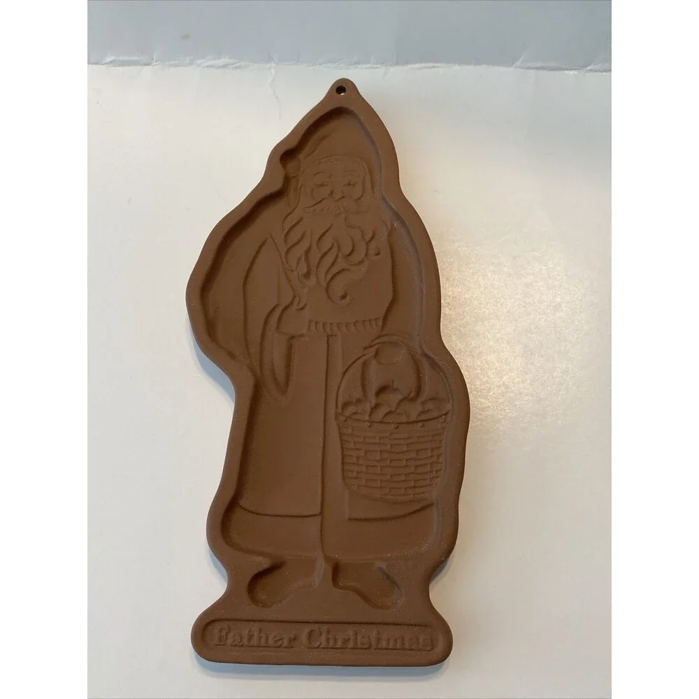 Longaberger Baskets Pottery Cookie Mold 1990 Father Christmas 8.75” Retired